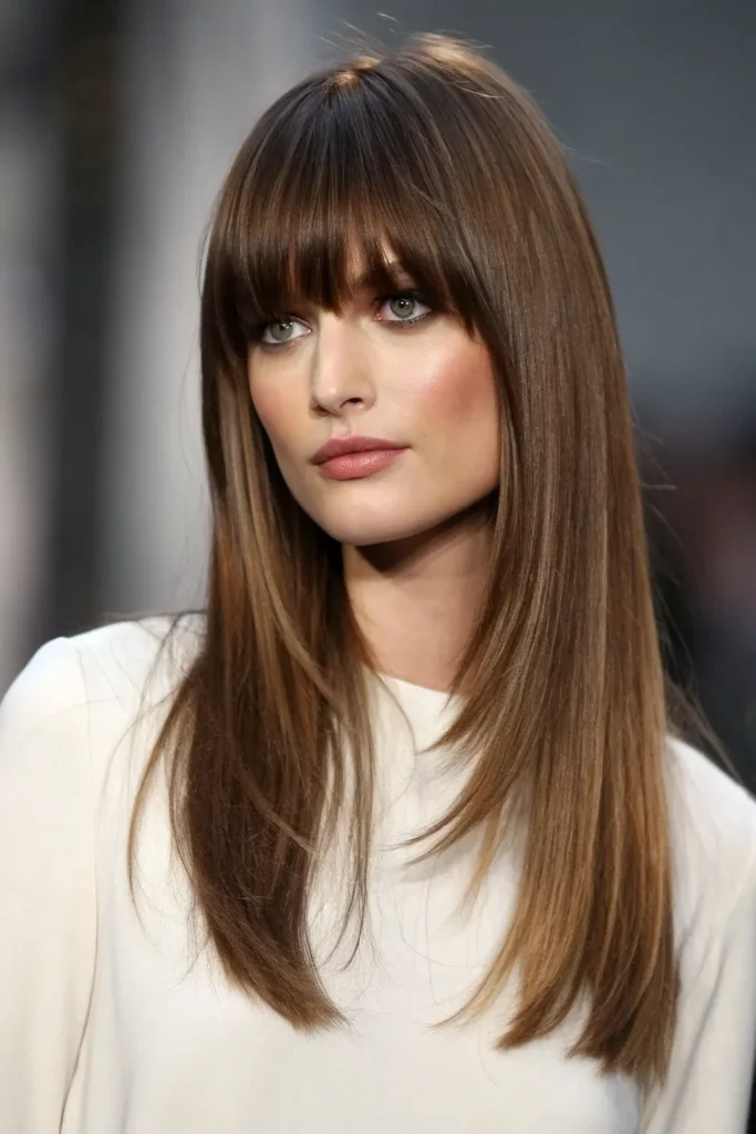16 Butterfly Haircuts with Bangs for Long Hair and Round Faces 5 CB4