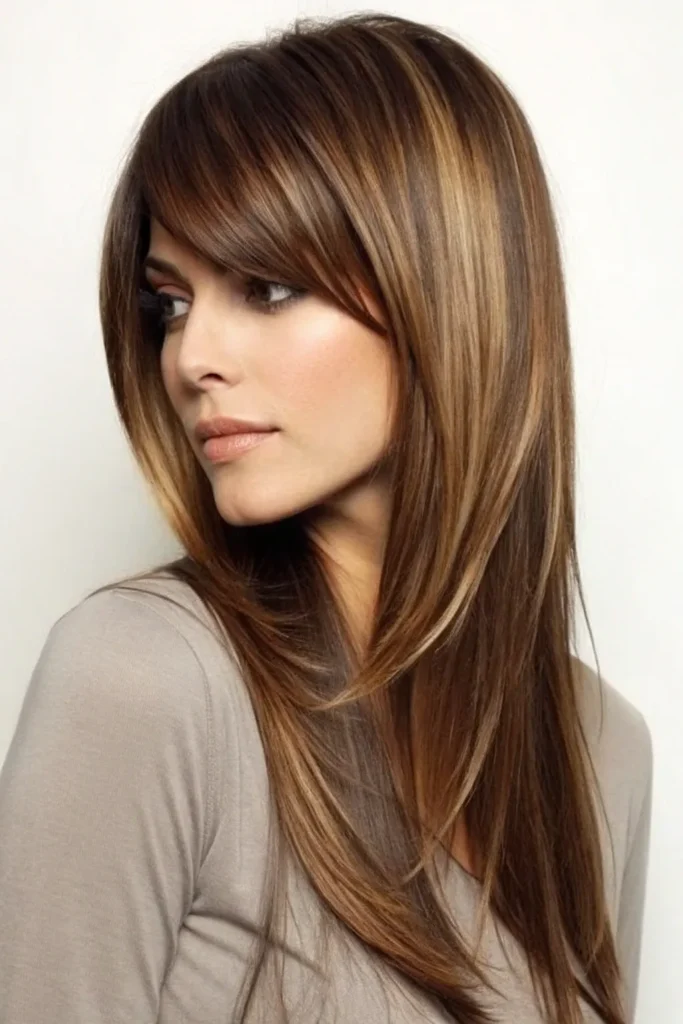 16 Butterfly Haircuts with Bangs for Long Hair and Round Faces 8 CB7