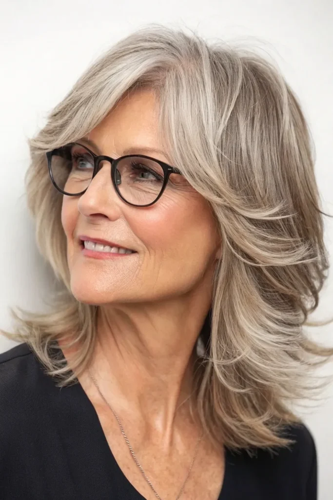 14 Medium Length Hairstyles For Women Over 50 That Look Great With Glasses 12 SP11