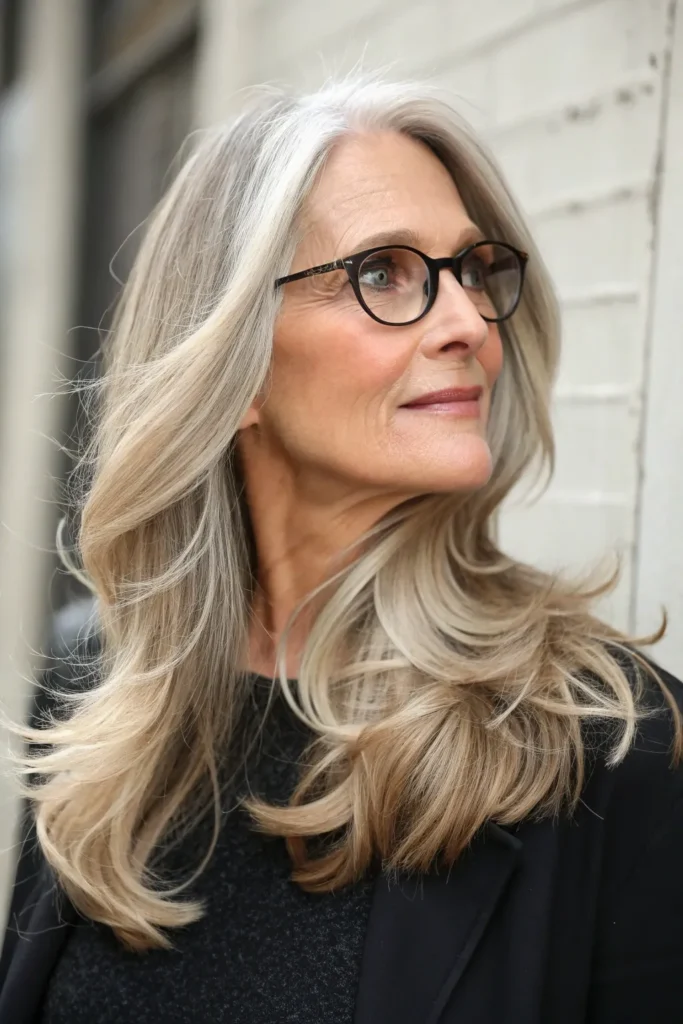 12 Stunning Long Hairstyles That Make Women Over 50 Look Amazing With Glasses 2 sl1