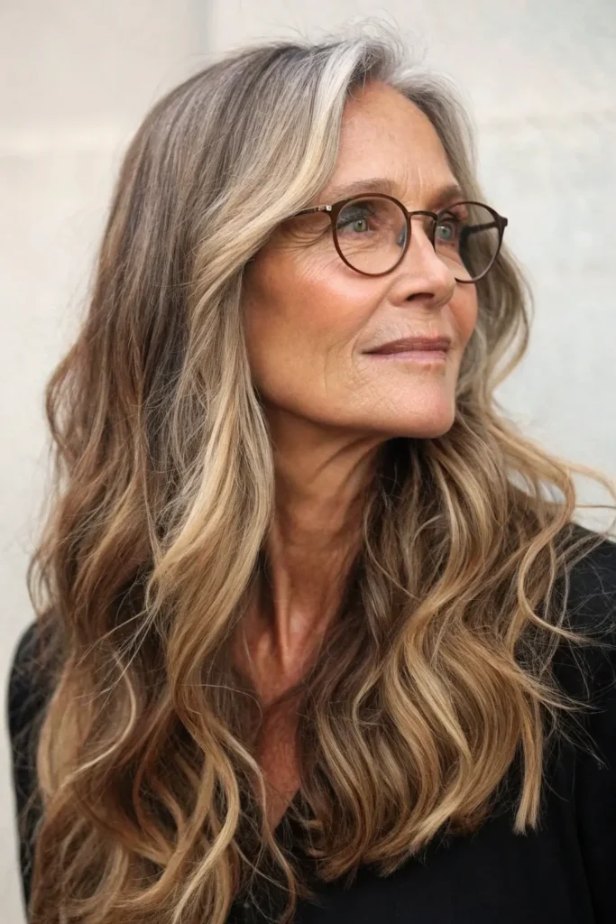 12 Stunning Long Hairstyles That Make Women Over 50 Look Amazing With Glasses 3 sl2