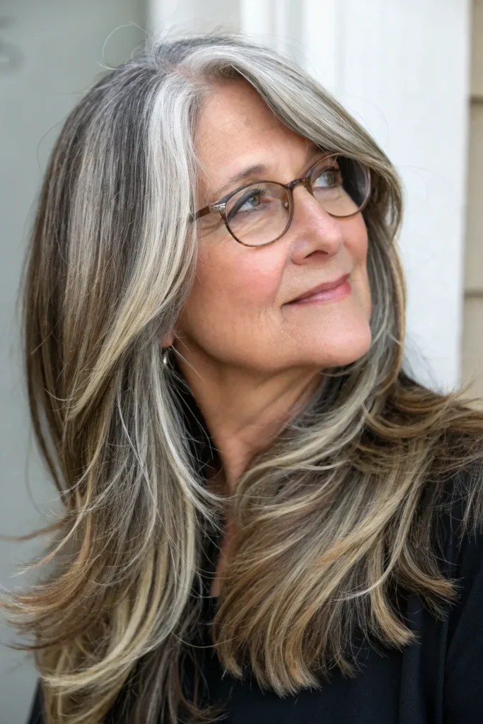 12 Stunning Long Hairstyles That Make Women Over 50 Look Amazing With Glasses 8 sl7