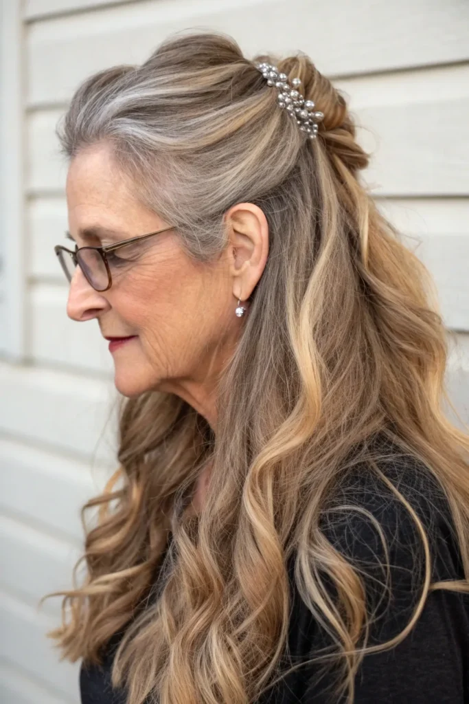 12 Stunning Long Hairstyles That Make Women Over 50 Look Amazing With Glasses 9 sl8