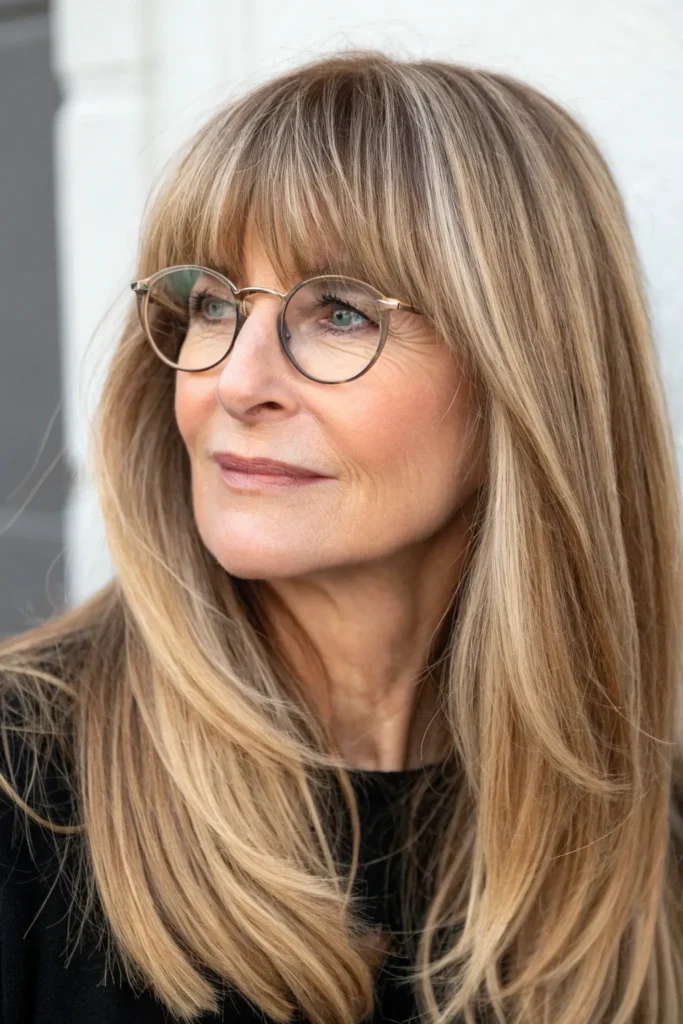 12 Stunning Long Hairstyles That Make Women Over 50 Look Amazing With Glasses 10 sl9